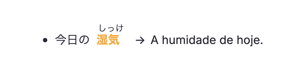 Furigana working in RemNote: the kanji 湿気 (shikke, meaning humidity) displayed with しっけ reading above it in a flashcard